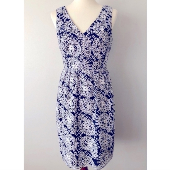 Shoshanna Cocktail Dress Sleeveless Sheath Laced Dress in Blue and White Sz 4 - Picture 1 of 16